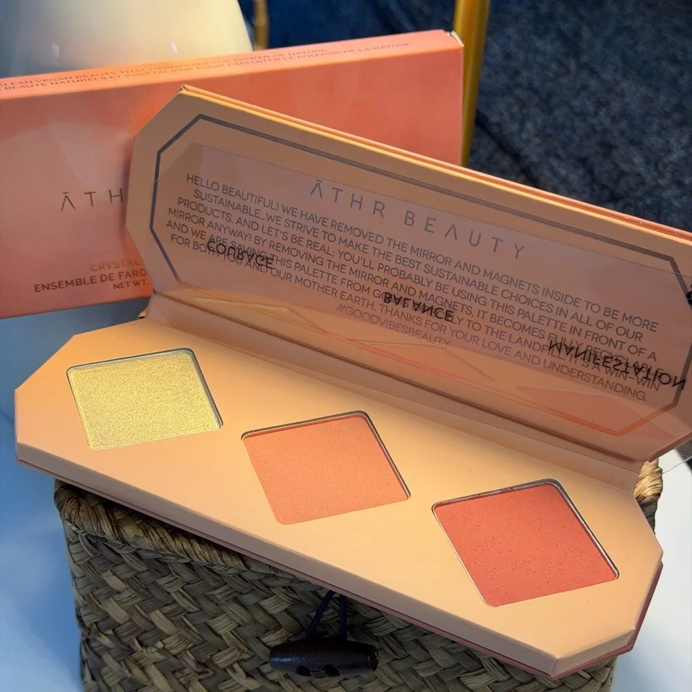 ATHR BEAUTY Crystal Charged Cheek Palette In Amber (a Peach and Gold Trio)